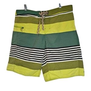 Patagonia Wayfarer Board Shorts Swim Trunks Sz 35/36 Green Colorblock Surfer